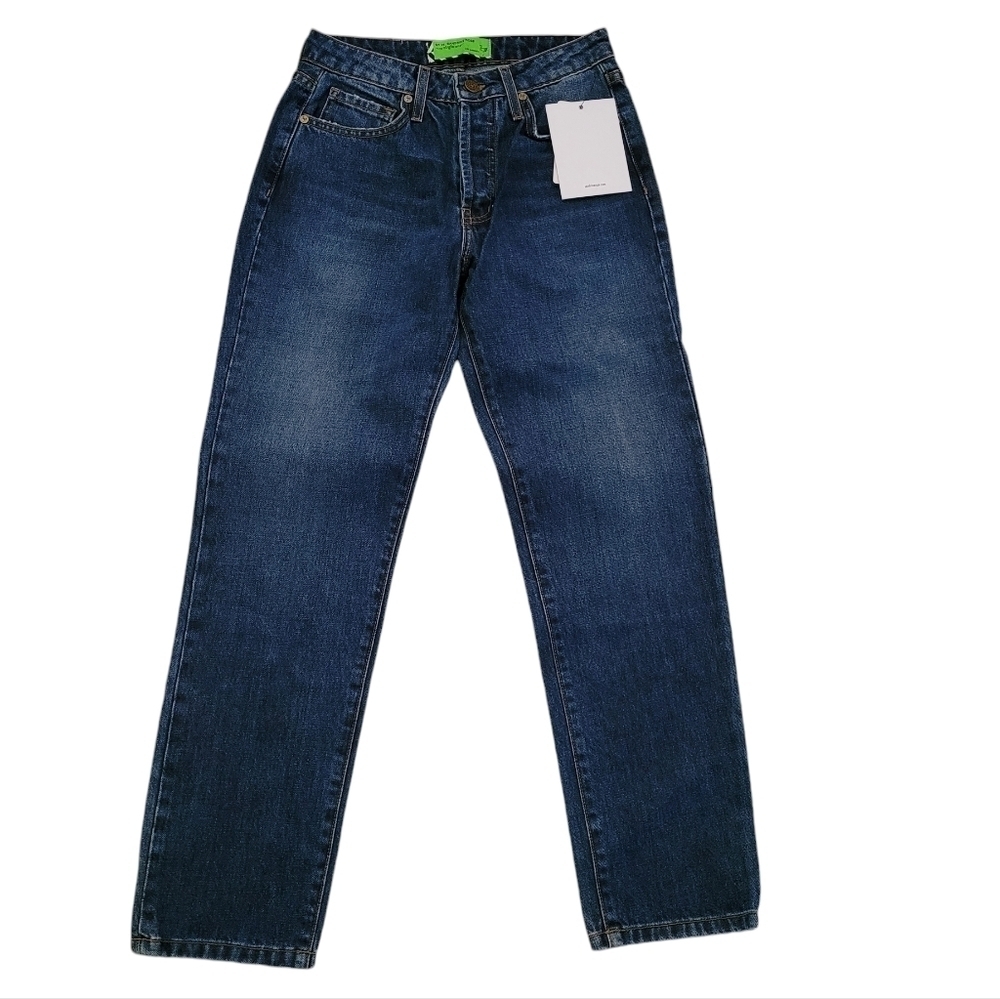 Free People X Sandrine Rose Women Blue Indigo Straight‎ Leg Cropped Jeans